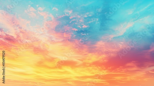 Fantasy Vibrant Panoramic Sunset Sky: Gradient Rich Colors with Ethereal Dreamy Summer Sunset or Sunrise