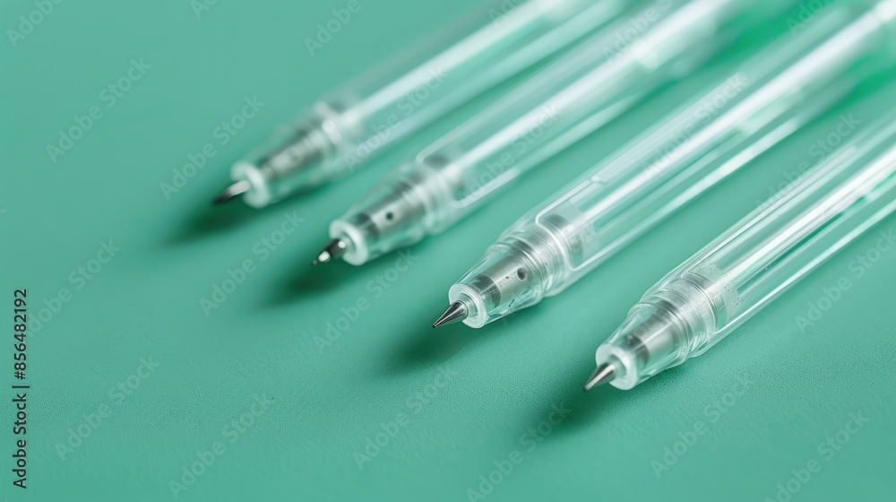 Refills for ballpoint pens with white ink on green background