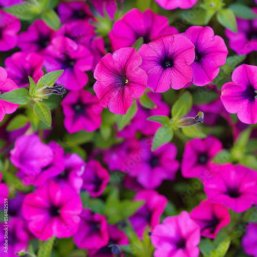 Seamless photo pattern of pink petunia flowers