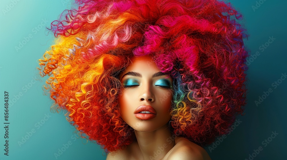 Stylish woman with elegant hair and vibrant headpiece, Great for fashion editorials and advertisements focusing on distinctive hairstyles and accessories Stylish woman with elegant hair and vibrant headpiece, Great for fashion editorials and advertisements focusing on distinctive hairstyles and accessories