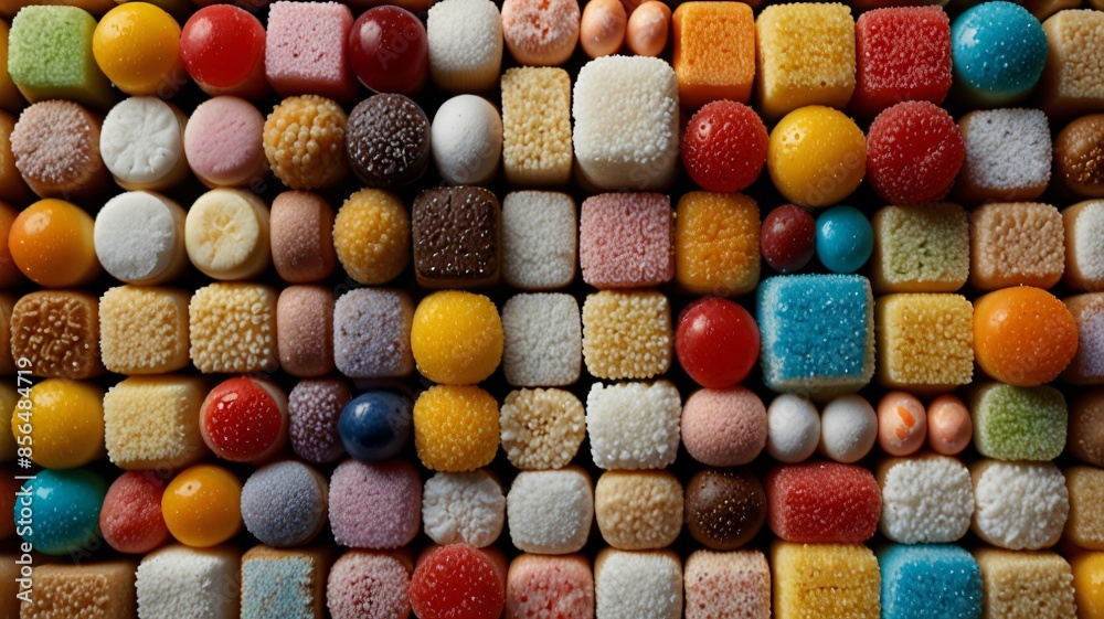 Close-up of colorful sugar beads Represents sweet and bright colors Close-up of colorful sugar beads Represents sweet and bright colors