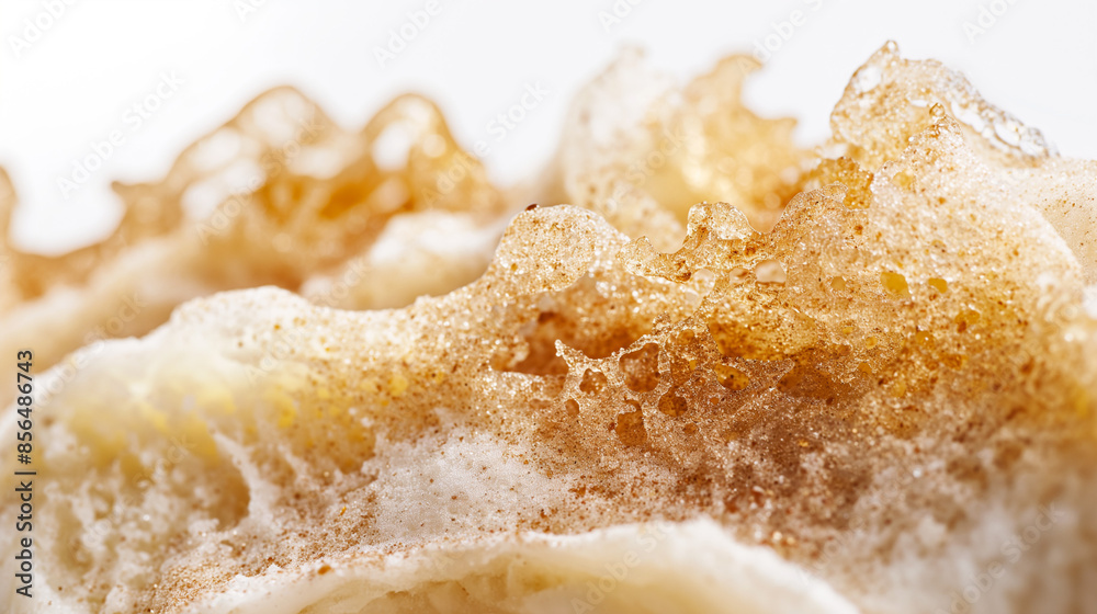 Luxe creme brulee ice cream, a closeup of luxe creme brulee ice cream, its creamy texture and caramelized surface against a white backdrop Luxe creme brulee ice cream, a closeup of luxe creme brulee ice cream, its creamy texture and caramelized surface against a white backdrop