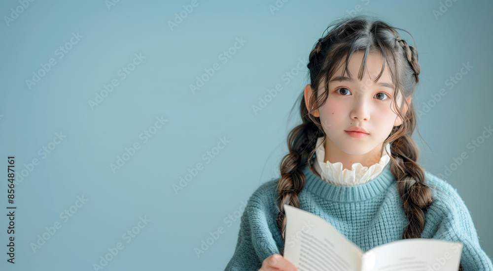 教材を持って授業を真剣に聴く小学生の女の子 教材を持って授業を真剣に聴く小学生の女の子