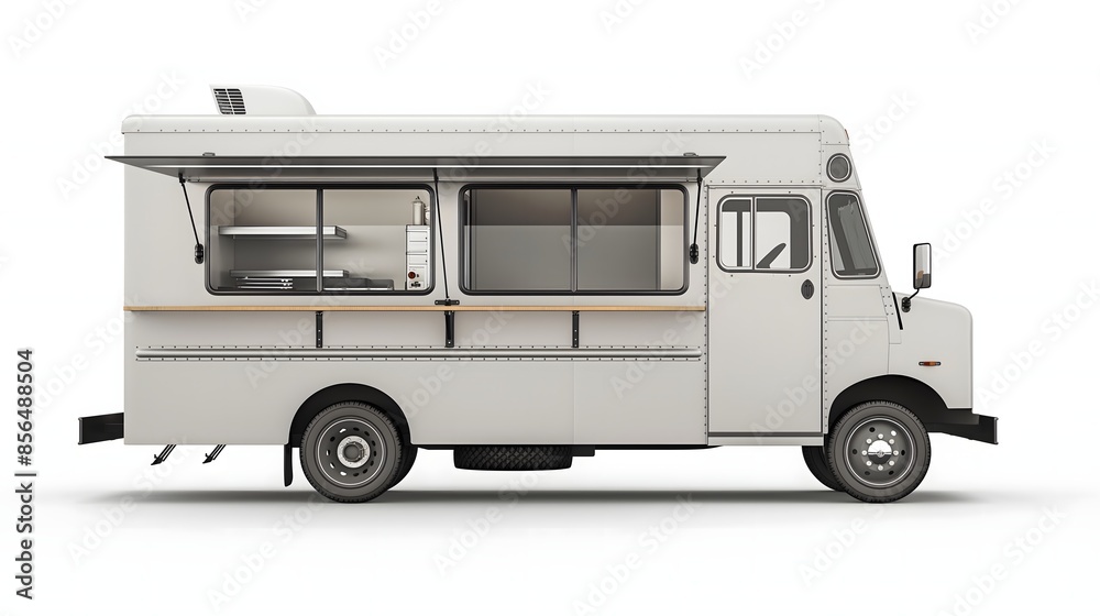 2. Design a professional-grade mockup of a food truck in side view, isolated on a clean, white background. Utilize the spacious area for branding or promotional designs, ideal for restaurants, 2. Design a professional-grade mockup of a food truck in side view, isolated on a clean, white background. Utilize the spacious area for branding or promotional designs, ideal for restaurants,