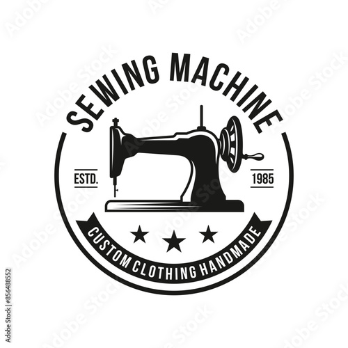 Vintage Tailor Vector Logo. Sewing Machine Logo Template