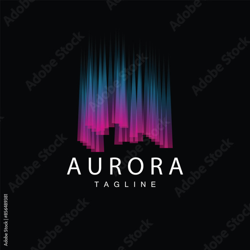 Aurora Logo, Sky Nature Landscape Design, Symbol Vector Illustration Template