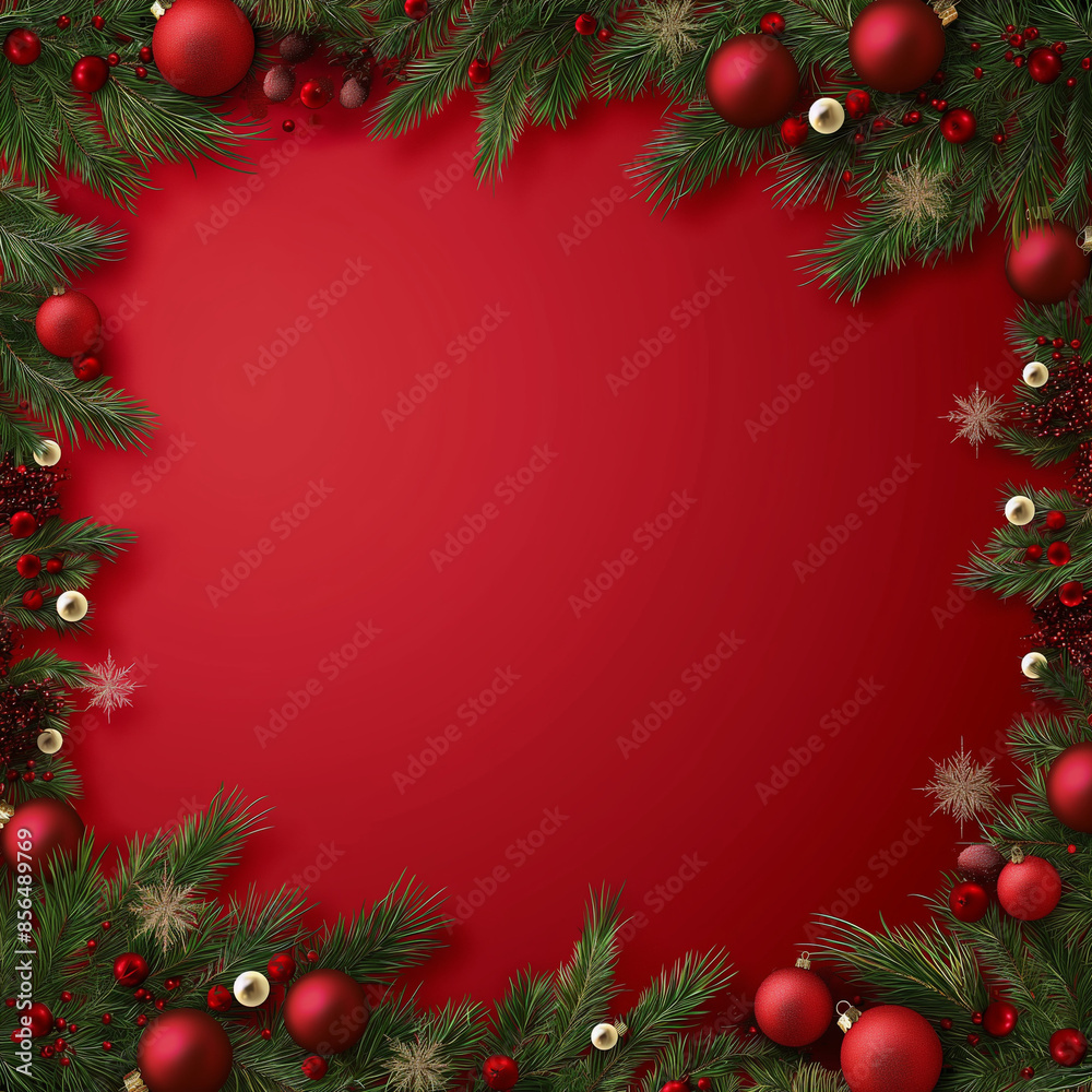 christmas background with branches and decorations