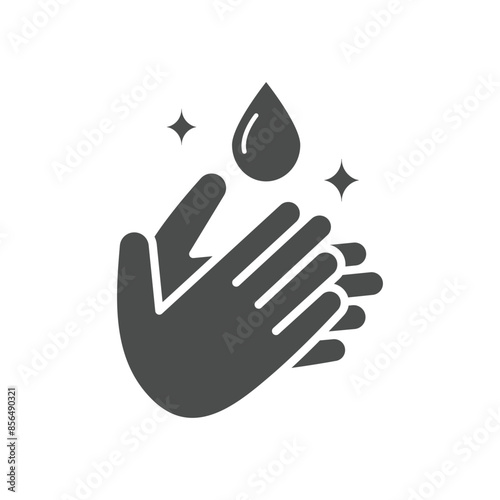 Icon of hygiene procedure, disease prevention. Vector handwash symbol. Healthcare wash hands with soap icon.