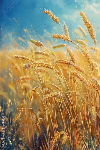 Golden Wheat Field Under a Blue Sky
