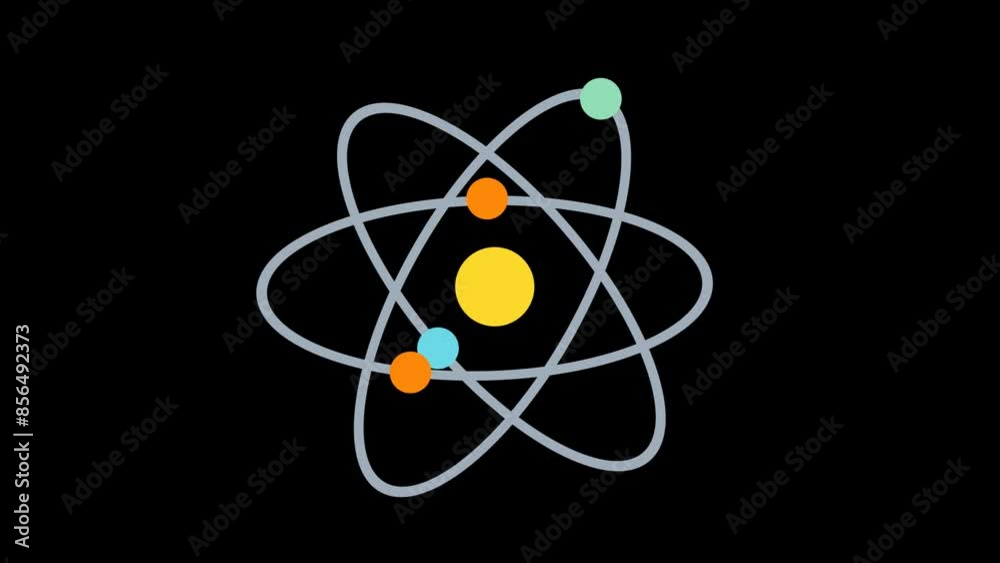 Four electron rotating Proton- atom animation MOV
