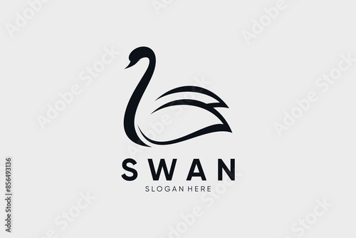 Swan logo design vector illustration abstract with creative idea