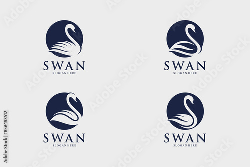 Swan logo design vector illustration abstract with creative idea