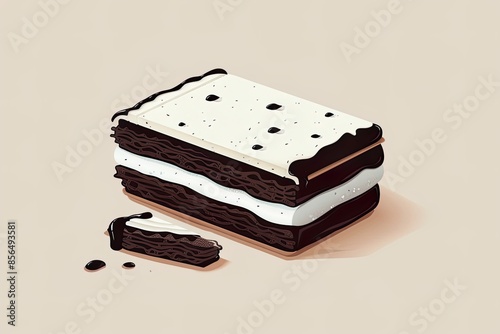 Illustration of Ice Cream Sandwich with Multiple Layers photo