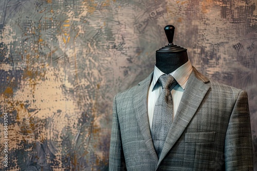 Elegant Gray Suit Displayed on Mannequin photo