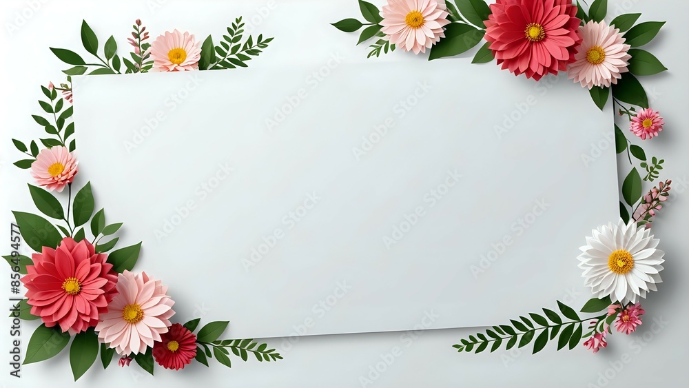 White mock up background with blank paper and floral texture for banner, poster, card, invitation, template, and mock up White mock up background with blank paper and floral texture for banner, poster, card, invitation, template, and mock up