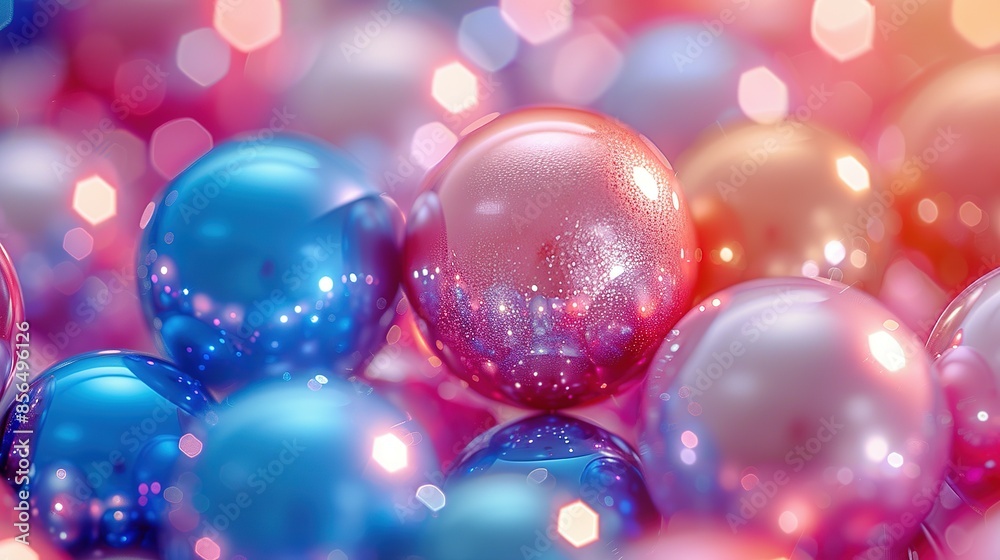 3D Glossy Gold Spheres Amidst Vibrant Colored Balls 3D Glossy Gold Spheres Amidst Vibrant Colored Balls