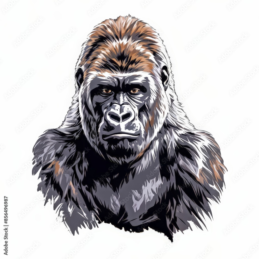 AI Image Generator, black gorilla face. Wild animal AI Image Generator, black gorilla face. Wild animal