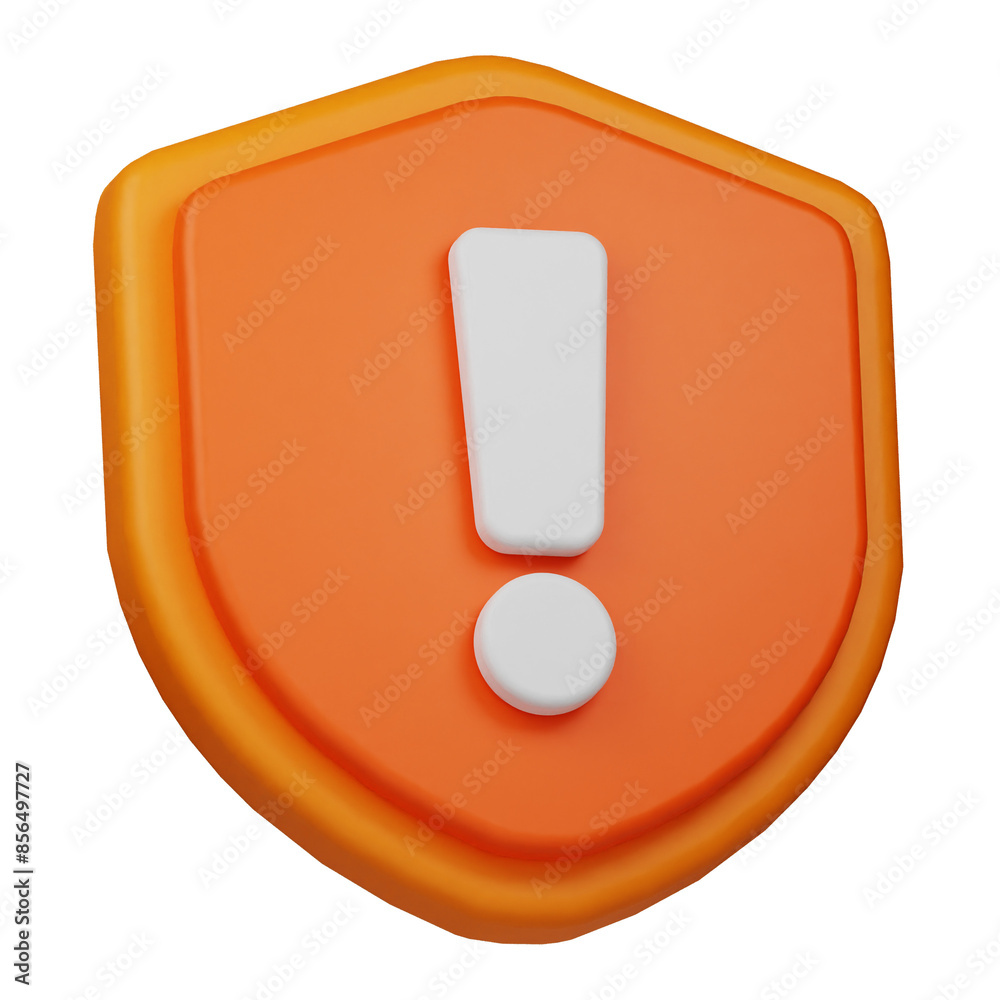 shield warning 3d icon isolated on the transparent background shield warning 3d icon isolated on the transparent background
