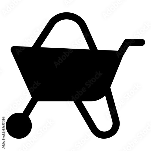 wheel barrow glyph  icon isolated on white background