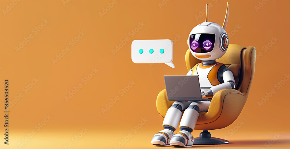 Cute robot working Cute robot working