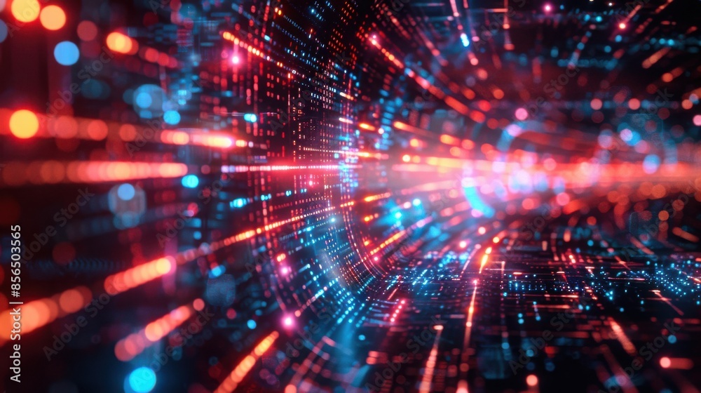 A computer generated image of a colorful, glowing tunnel A computer generated image of a colorful, glowing tunnel