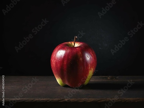 fresh red apple in a dark background.