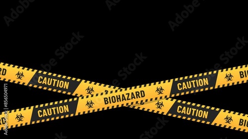 Wallpaper Mural Caution Biohazard Barrier Tape animation. Alpha channel, transparent background. 4K resolution Torontodigital.ca