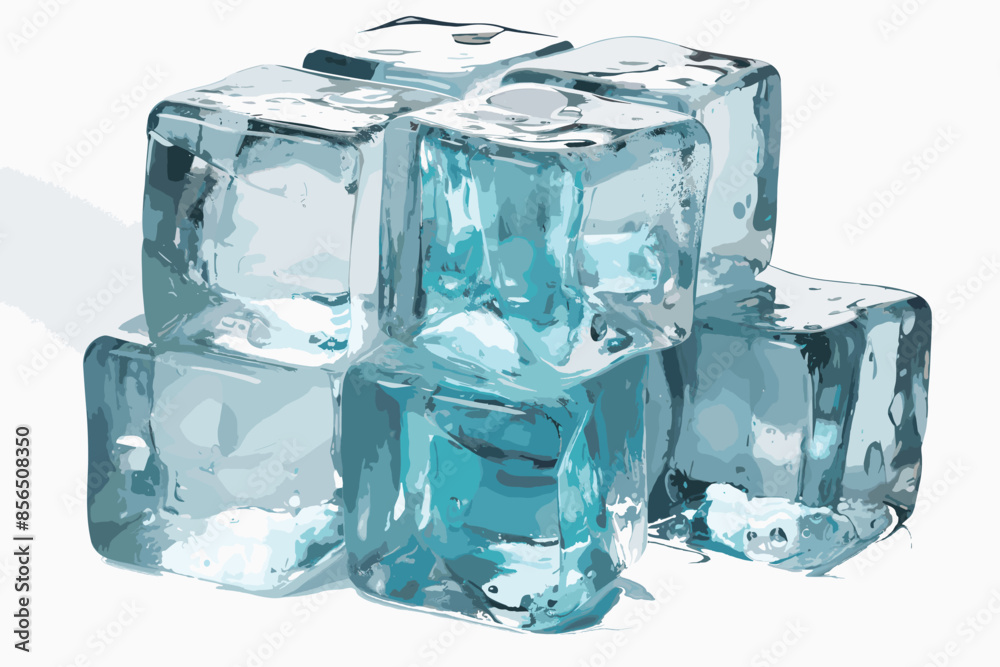 Cubes of ice on white background vector and illustration Cubes of ice on white background vector and illustration