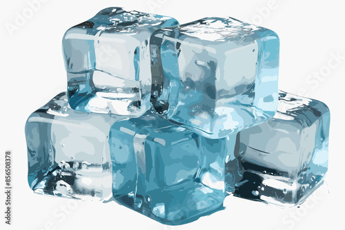 Cubes of ice on white background vector and illustration 