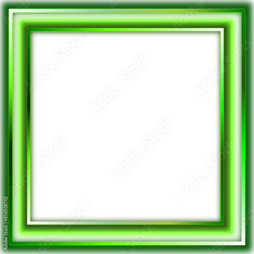 Square neon green frame, line border blank template