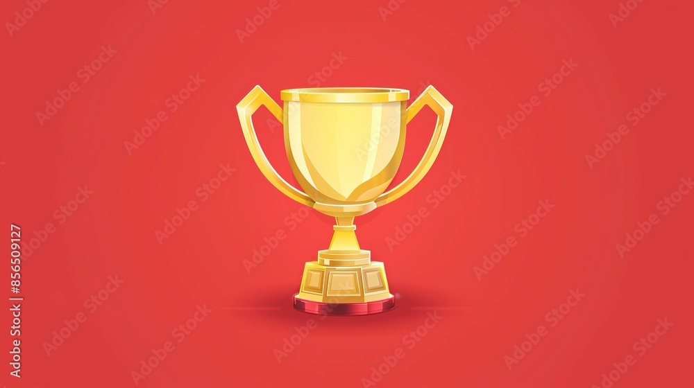 High-Resolution 3D Gold Trophy Icon on Red Background, Symbolizing Victory and Achievement High-Resolution 3D Gold Trophy Icon on Red Background, Symbolizing Victory and Achievement