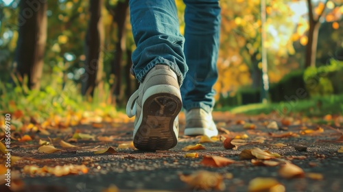 Man walking in park with sports shoes sporting theme
