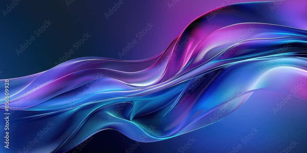 Abstract Swirling Waves of Blue and Purple