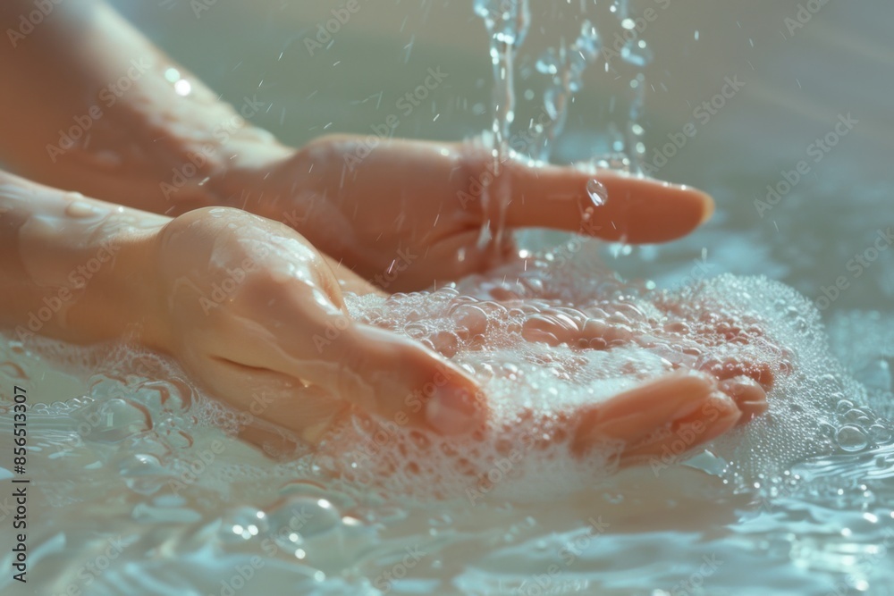 Fototapeta premium Hands Washing with Soap and Water