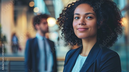 Young businesswoman confidently smiling