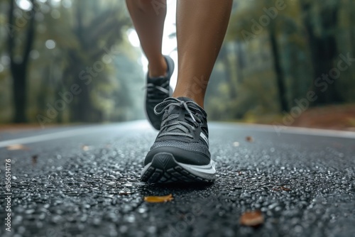 Runner's Legs on Wet Forest Path © Arpatsara