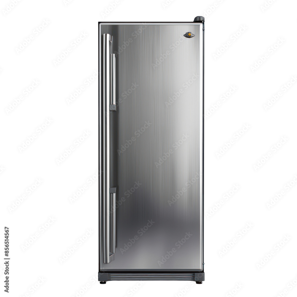 A modern, stainless steel refrigerator with a single door and a sleek design. A modern, stainless steel refrigerator with a single door and a sleek design.