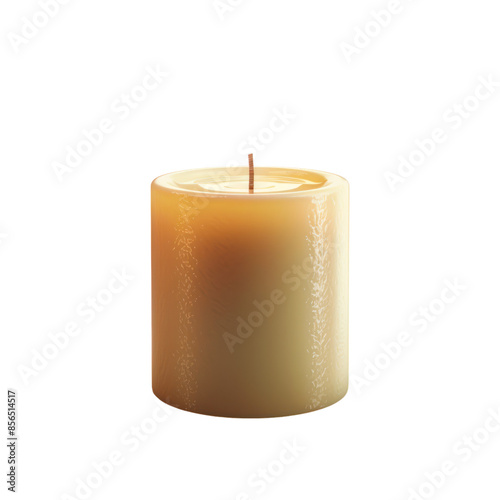 Obraz na płótnie A single, unlit, cream-colored pillar candle isolated on a black background. w salonie