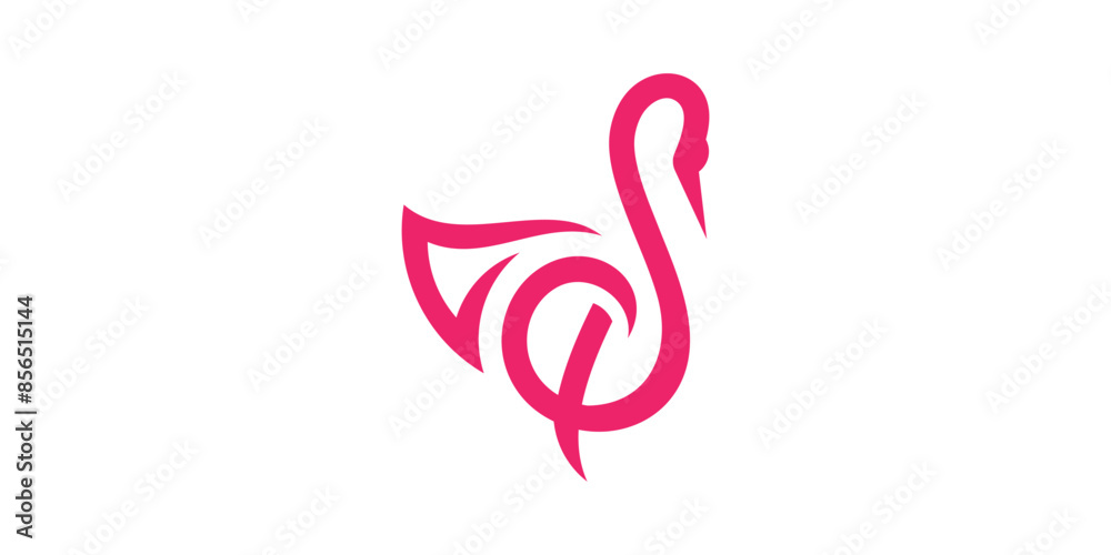 Φωτογραφία logo design combination of music icon and swan, beautiful, feminine