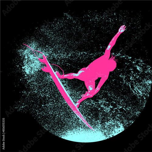 surfista, tabla de surf, vector, surf, ola, surfer, grafico, mar,  deporte
