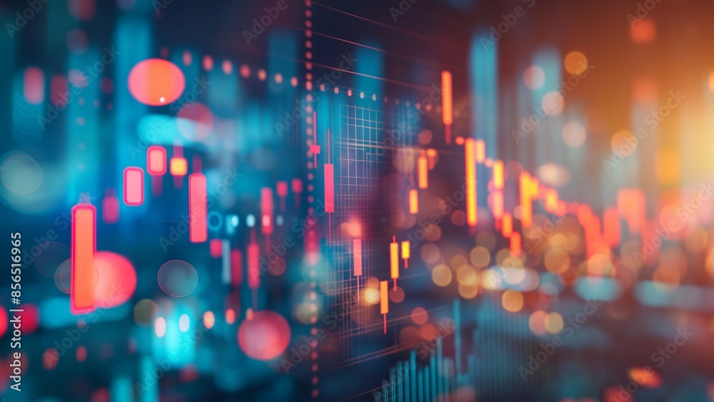 Abstract financial charts on the stock market on a dark background Abstract financial charts on the stock market on a dark background
