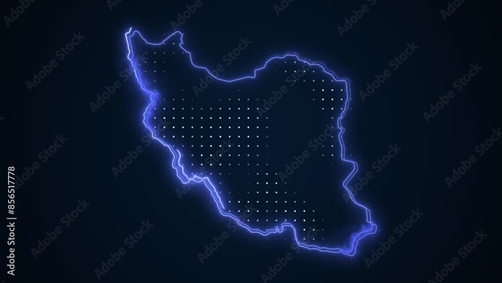 Neon Blue Iran Map Borders Outline Loop Background Neon Blue Iran Map Borders Outline Loop Background