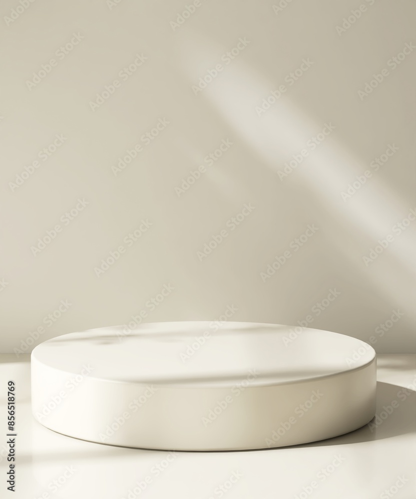Modern and minimal beige geometric round cylinder podium in sunlight, shadow for luxury beauty, skincare, cosmetic, body care product display background 3D Modern and minimal beige geometric round cylinder podium in sunlight, shadow for luxury beauty, skincare, cosmetic, body care product display background 3D