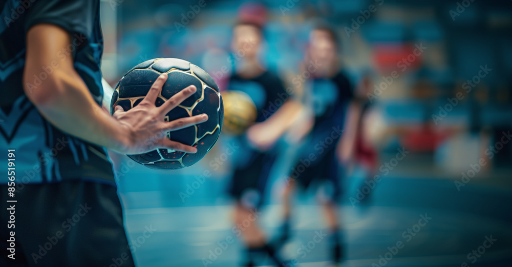 Olympics in France 2024. Handball Player Holding Ball
