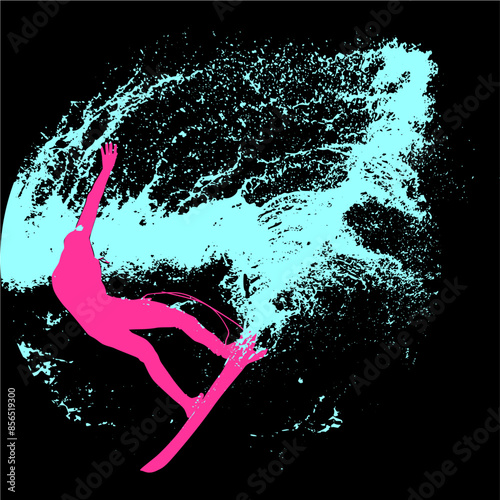 surfista, tabla de surf, vector, surf, ola, surfer, grafico, mar,  deporte