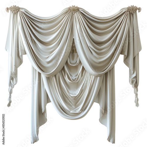 Obraz na płótnie Elegant white fabric drapes with soft, flowing folds. Perfect for home decor, interior design, and wedding themes. w salonie