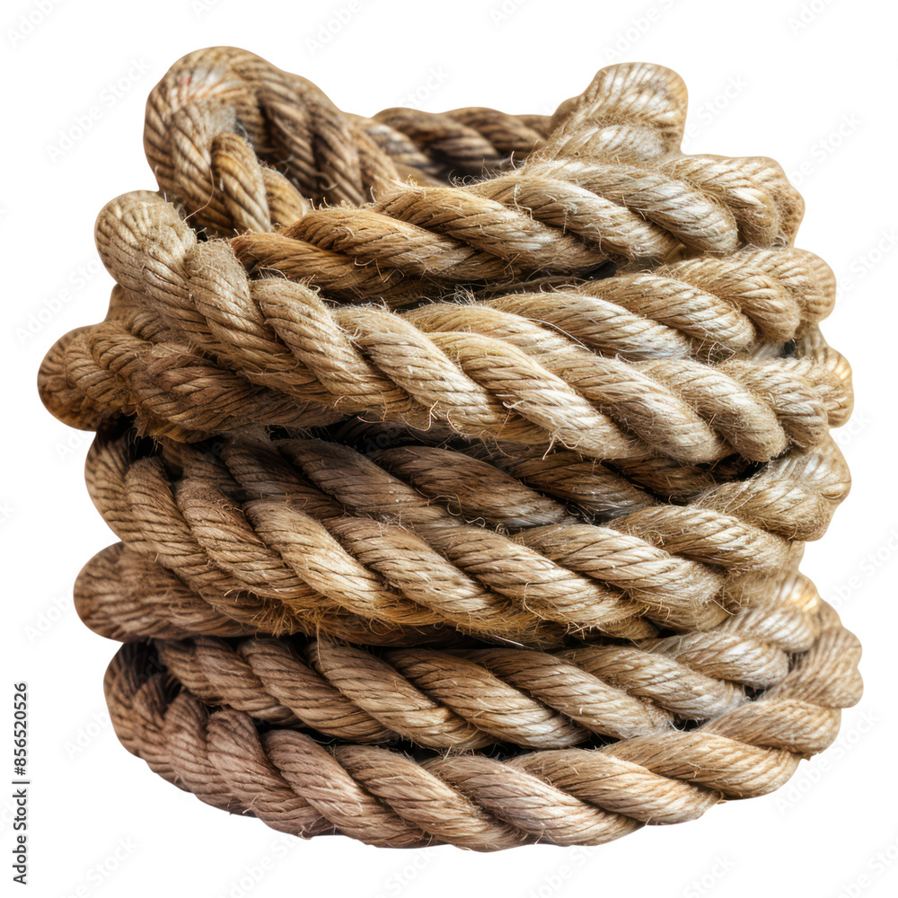 A tightly wound coil of thick, weathered rope, with a rustic and natural texture. A tightly wound coil of thick, weathered rope, with a rustic and natural texture.
