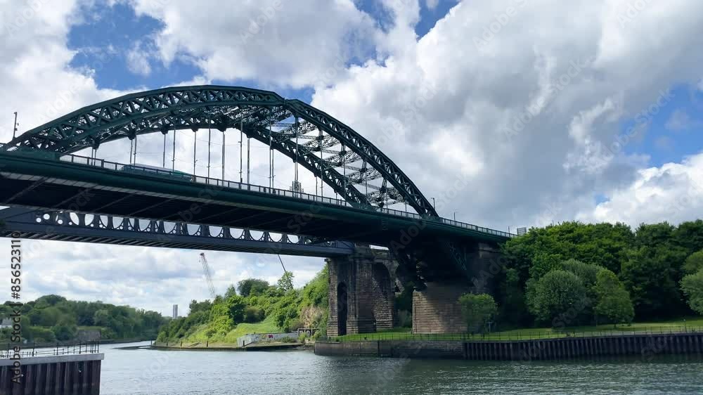 Wearmouth bridge on the River Wear in City of Sunderland - UK. Panning Wearmouth bridge on the River Wear in City of Sunderland - UK. Panning