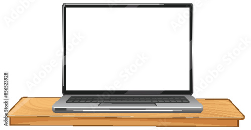 A laptop placed on a wooden desk