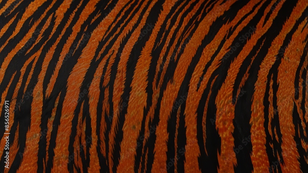 Fabric featuring a tiger skin pattern, showcasing the distinctive dark vertical stripes Fabric featuring a tiger skin pattern, showcasing the distinctive dark vertical stripes